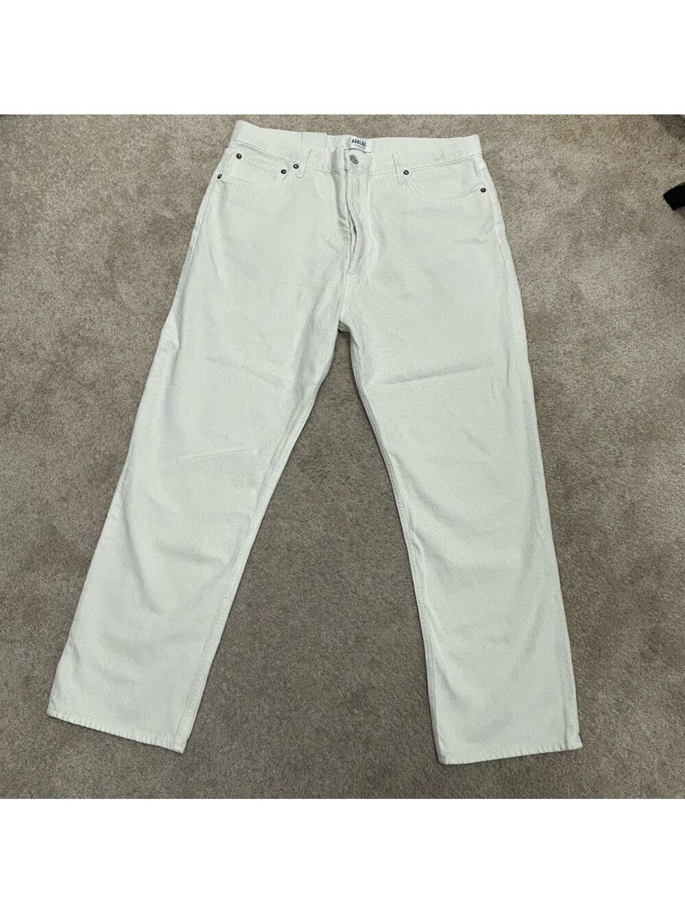 Agolde women’s 90’s Pinch ivory white button fly organic cotton denim jeans 34